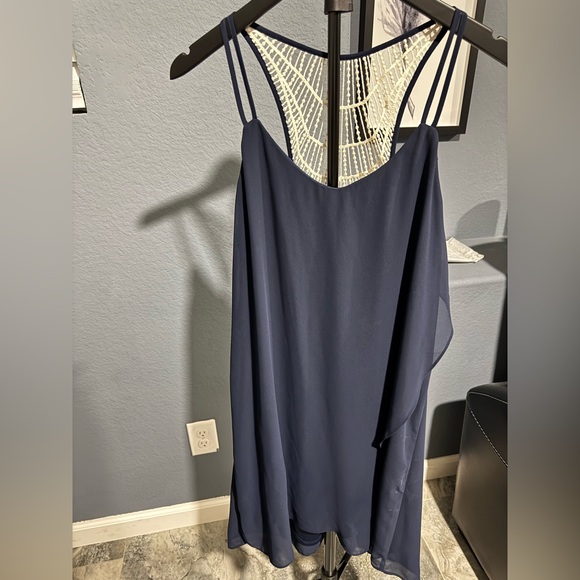 Maurices Dresses & Skirts - Maurices Midnight Blue Backless Dress with Crochet Accent